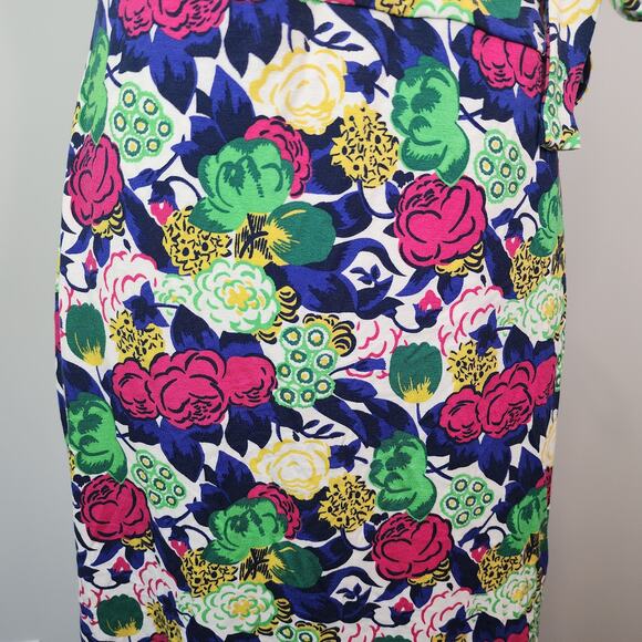 Boden Floral Wrap Dress Jersey Stretch Colorful Short Sleeve Size 6R - Picture 5 of 8